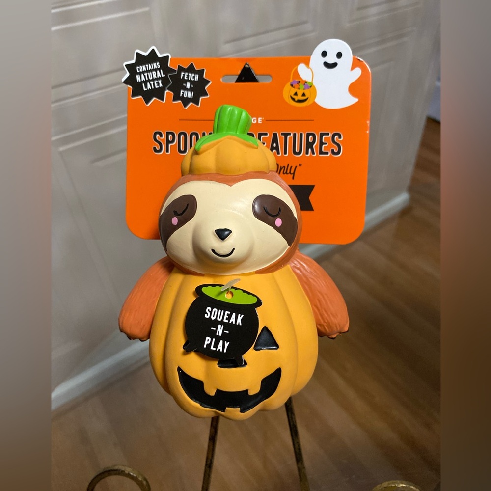 - Fringe  Natural  Latex Spooky  Creature Dog Toy Sloths 7” Gourd Vibes Only